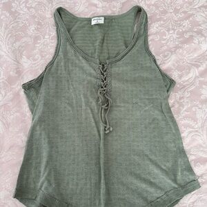 Others Follow Sage Lace-Up Tank Top